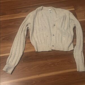 PINK Victoria's Secret Light Gray Cardigan Sweater
